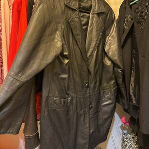 Vintage Black Trench Coat - Savannah - Size M/Lg